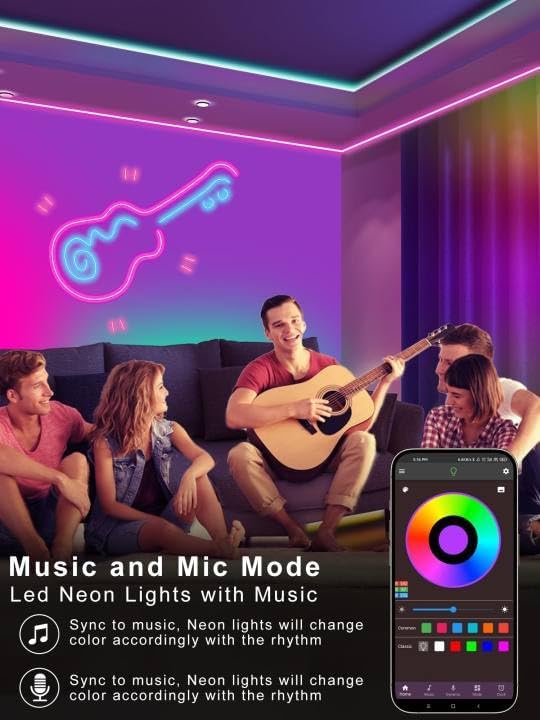 48ft RGB LED Neon Rope Lights with App, Remote Control, IP65 Waterproof Neon Light Strip Outdoor Indoor, DIY Design Flexible Led Strip Lights for Bedroom Essentials, Gaming Accessories