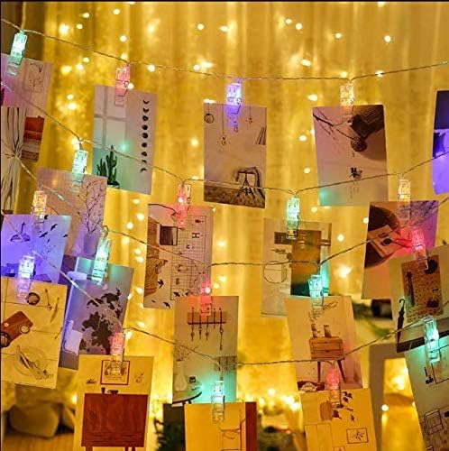 80 LED Photo Clip Fairy Lights Twinkle Starry for Home Bedroom Wall Halloween Thanksgiving Christmas Party Wedding Decor - Multicolor