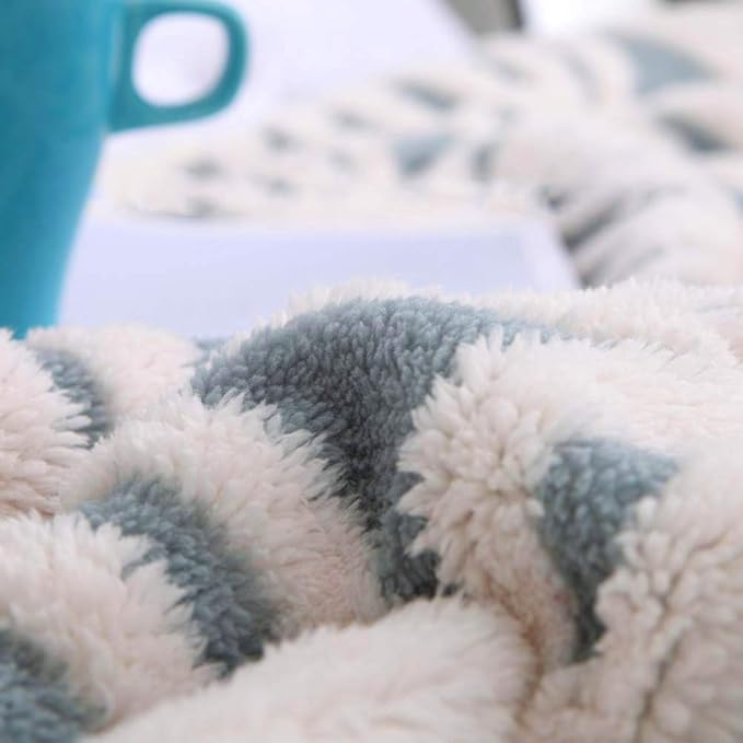 LOMAO Sherpa Fleece Blanket Fuzzy Soft Throw Blanket Dual Sided Blanket for Couch Sofa Bed (Light Blue, 71''x80'')
