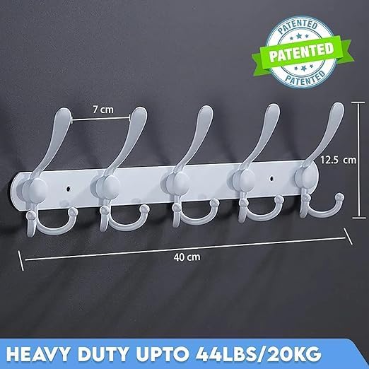 GlazieVault White Coat Hooks for Wall - Stainless Steel Coat Racks (2 Pack) - Heavy Duty White Coat Hooks Wall Mounted - Premium Design Rust Free White Coat Hangers Wall Hoks