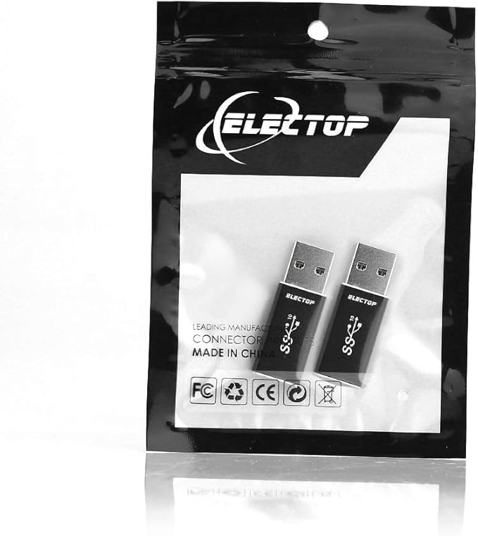 ELECTOP Updated USB to USB C Adapter (2 Pack), Support Double Sides10Gbps Charging & Data Transfer, USBC Female to A Male OTG Type C Converter for PC, Laptop, Charger, Power Bank, Quest Link