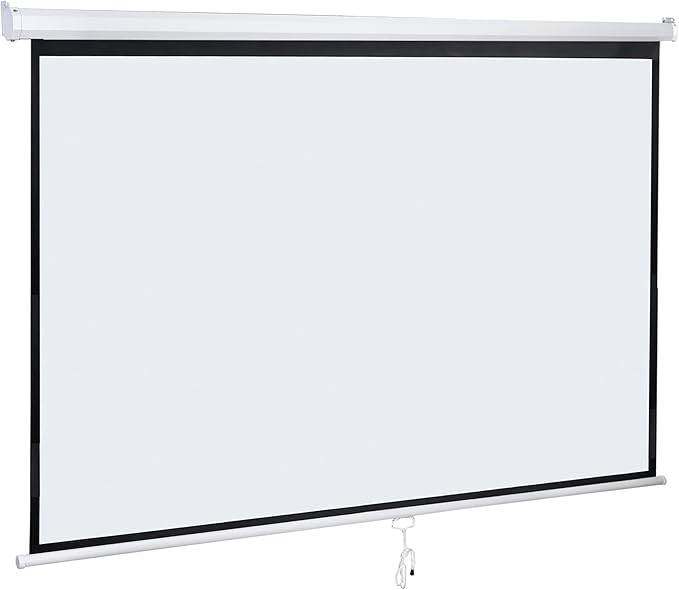 Smartxchoices 80" 16:9 HD Manual Projector Screen with Auto Lock Anti-Crease Home Theater Office Wall Mounted Ceiling Pull Down Projection 1.1 Gain Matte White,View Size: 72 x 40 inches