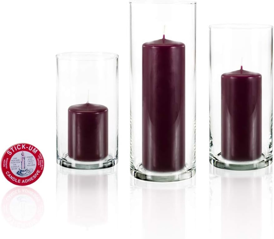 yummi Set of 36 Slim Pillars and Cylinder Vases - Magenta