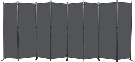 Room Divider, 8 Panel Folding Privacy Screens with Wider Support Feet, 6 Ft Portable Room Partition for Room Separator, 176" W X 71" H, Grey