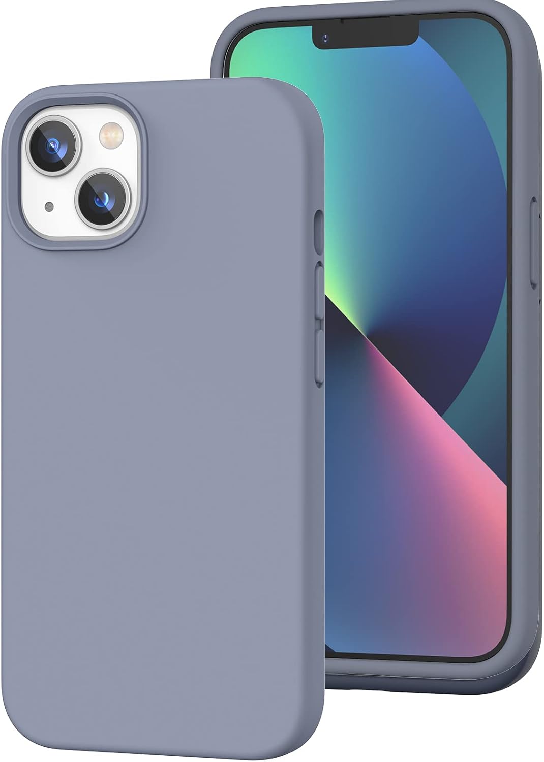 K TOMOTO Lavender Grey Compatible iPhone 13 Case, [Drop Protection] [Anti-Scratch] Shockproof Liquid Silicone Cover