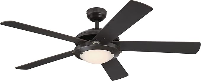 Westinghouse 7307200 Comet, Transitional Dimmable LED Ceiling Fan with Light, 52 Inch, Espresso Finish, Frosted Glass