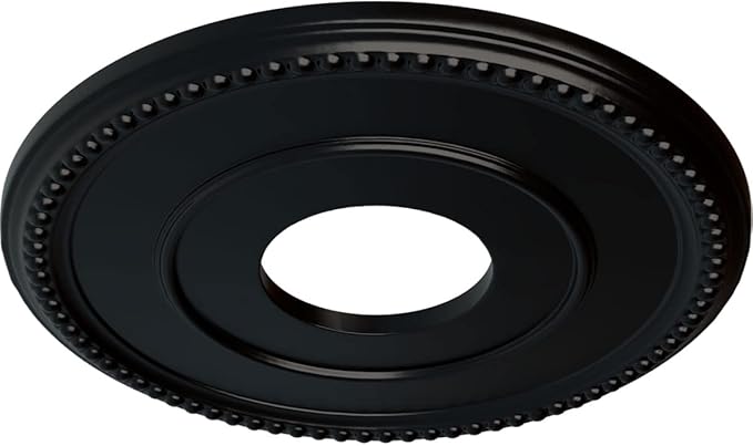 Ekena Millwork CM12BRBLF 12-1/2" x 3-7/8" x 3/4" Bradford Ceiling Medallion, Jet Black