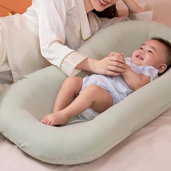 Baby Lounger for Newborn, Soft Organic Cotton Breathable Infant Lounger for for Home and Travel (Green)
