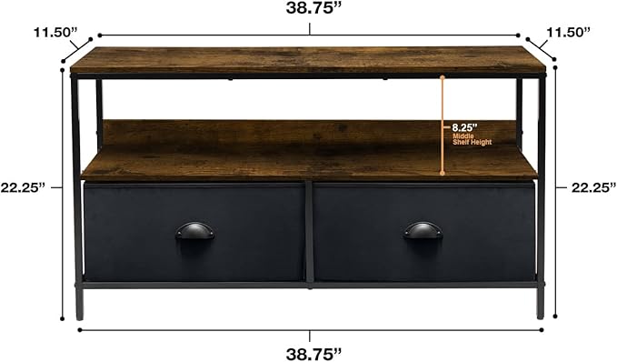 Sorbus TV Stand Dresser with 2 Drawers - Television Riser Chest with Storage - Bedroom, Living Room, Closet, & Dorm Furniture
