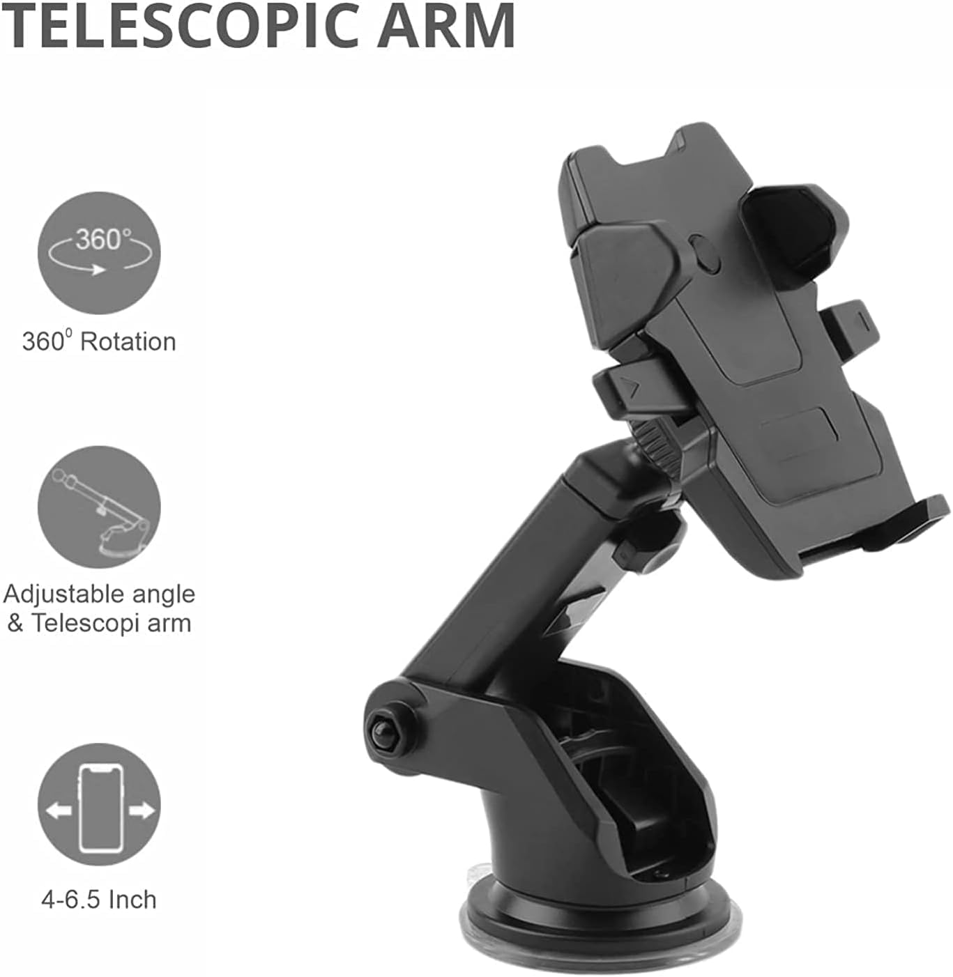 Phone Holders for Car Windshield/Dashboard, One Touch Technology Phone Stand, Universal Cradle for Smartphones