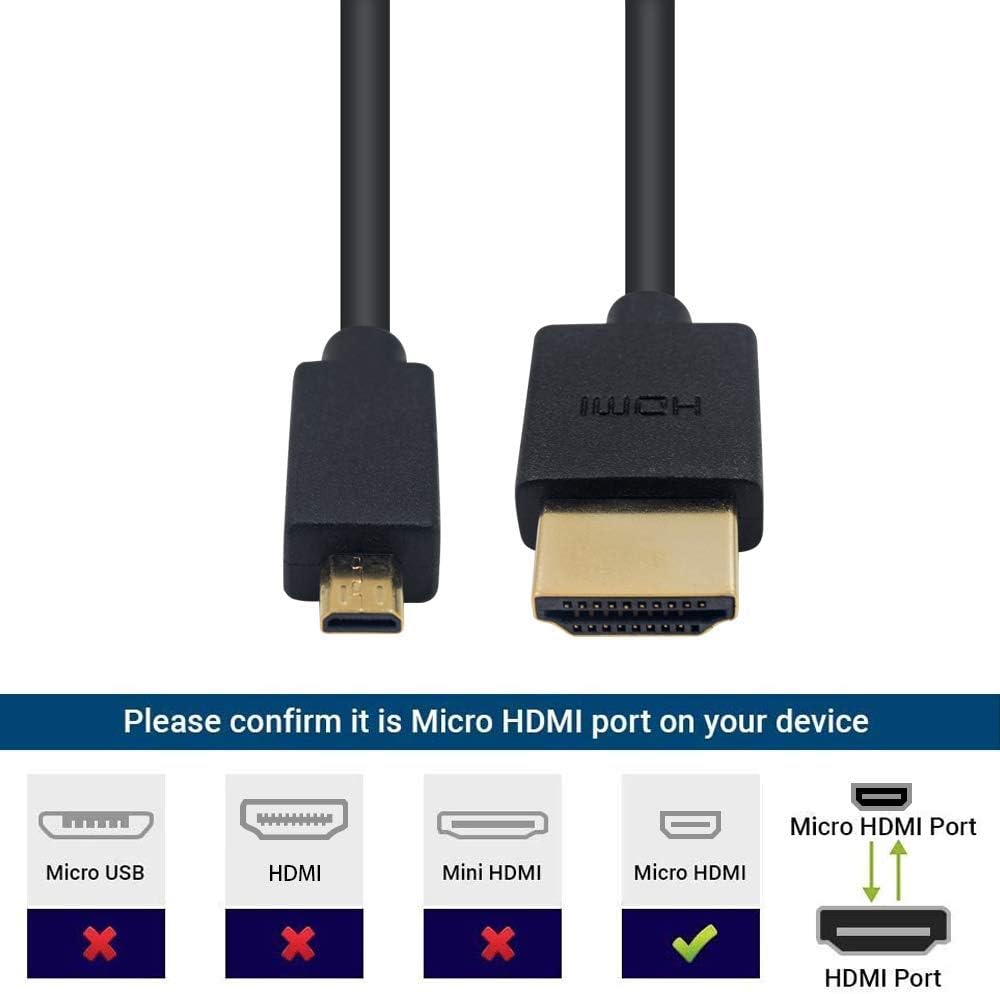 1FT-4FT, 4K@60Hz 3D 5 4, 7/6 Duttek Micro HDMI to HDMI Coiled Cable HDMI to Micro HDMI Adapter Cable Extreme Slim/Thin