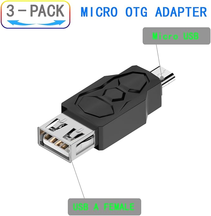 Micro USB 2.0 Male to USB Female Connector, USB Female to Micro USB Male Converter Adapter for S7 S6 Edge S4 S3, LG G4, Android Windows Tablets