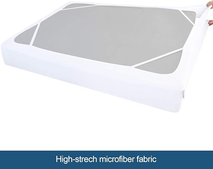 Box Spring Cover Queen Size with Smooth and Elastic Woven Material, Only Covers Sides, Alternates for Bed Skirt, Wrinkle & Fading Resistant, Washable, Dustproof, White, 2 Pack