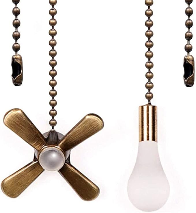 Ceiling Fan Pull Chain Decorative Ornaments Extension for 13.6 Inch Fan Pulls and Light - 2 Pcs (Bronze)