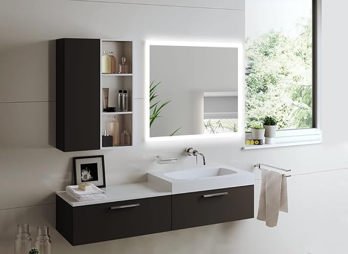 36x36 Inch LED Bathroom Mirror - 3 Colors, Dimmable, Anti-Fog, Wall Mounted Smart Vanity Mirror