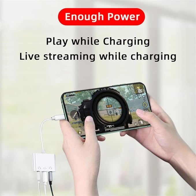 NFHK Type C USB-C to Dual 3.5mm Audio AUX & MIC Sound Card with PD Power Charge Adapter Compatible with Laptop Tablet Phone