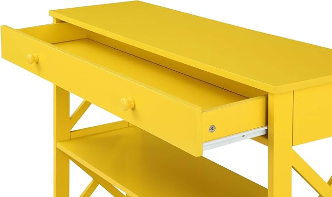 Convenience Concepts Oxford 1 Drawer Console Table with Shelves, Yellow