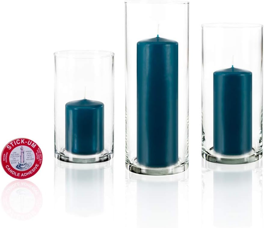 yummi Set of 12 Slim Pillars and Cylinder Vases - Sapphire