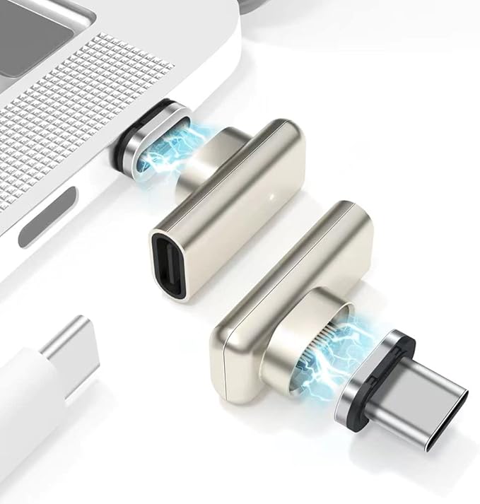 USB C Magnetic Adapter Right Angle 24 pin 2 Pack PD 100W Fast Charging 20Gbs Data Transfer USB3.1 Champagne Gold