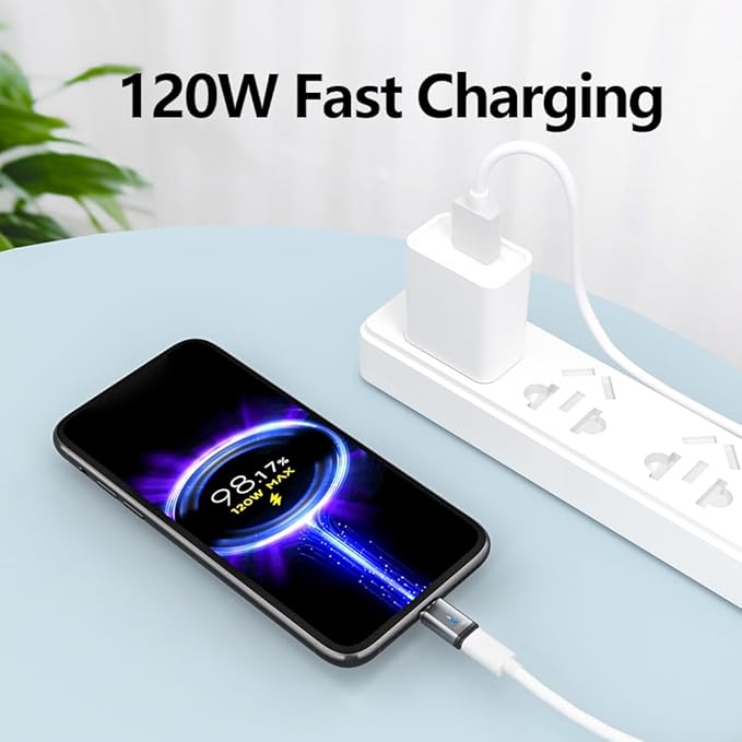 Magnetic USB C Adapter Straight 3 Pack, 120W USB Type C Connector 5Pin with USB2.0 480Mbps Data Transfer, Compatible for MacBook Pro/Air iPad Pro and More USB C Devices, Gray