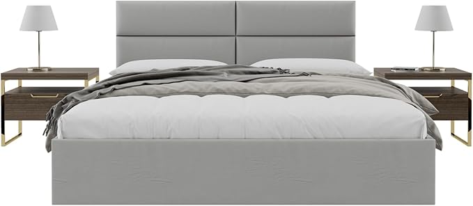 Vänt Upholstered Wall Panels - King/Cal King Size Wall Mounted Headboards - Vintage Leather Light Grey - Twin/King - Set of 4 Panels (Each Individual Panel 39"x11.5")