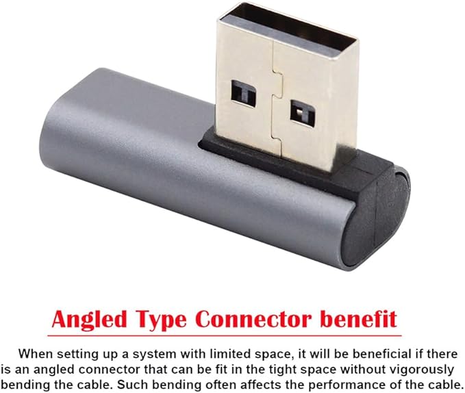 NFHK USB-C Type C Female Low Profile 90 Degree Right Angled to USB 3.0 A Male Data Adapter for Laptop Desktop