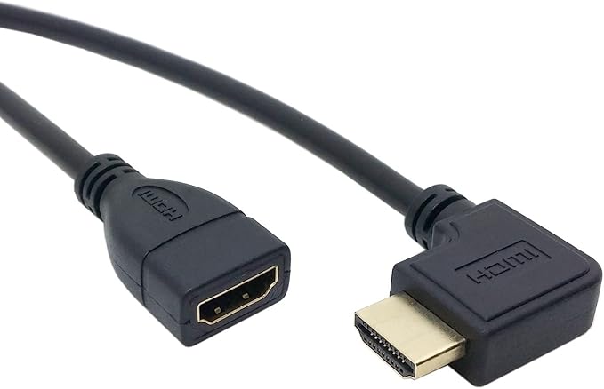 chenyang Right Angled 90 Degree Connector HDMI 1.4 with Ethernet & 3D Type A Male to A Female Extension Cable 0.5m