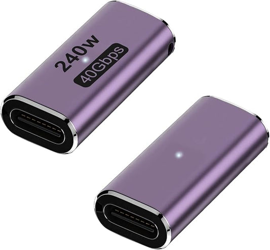 AreMe 240W USB C Adapter (2 Pack), USB Type C Female to Female 40Gbps Coupler Connector for Thunderbolt, Switch, MacBook, Laptop, Tablet, Phone