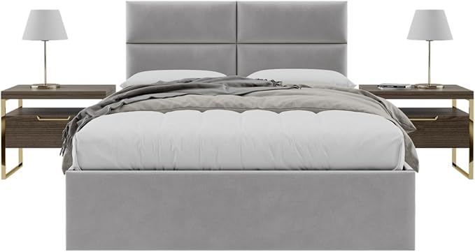 Vänt Upholstered Wall Panels - Queen/Full Size Wall Mounted Velvet Headboards - Velvet Platinum Grey - Set of 4 Panels (Each Individual Panel 30"x11.5")