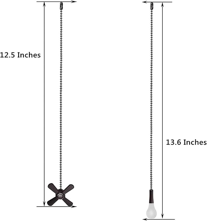 Ceiling Fan Pull Chain,Ceiling Fan Cords Ceiling Fan Chain Pulls with 2PCS 12inch Beaded Ball Extension Chains for Celing Fan Light and Wall Lamps, Cabinet Light (Light Bulb and Fan Shape), Matte ORB