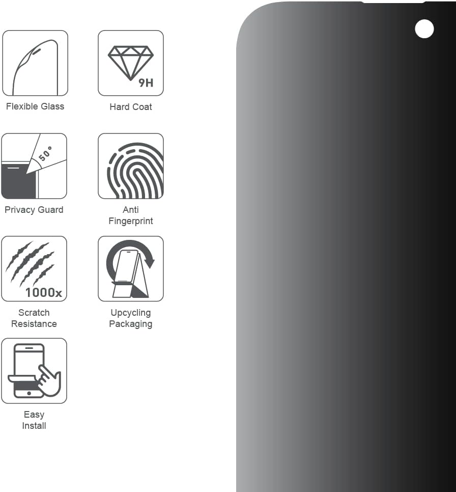 iPhone 14 Pro Max ARMOR Flexible Glass Screen Protector, 9H Privacy Guard for ultimate protection.