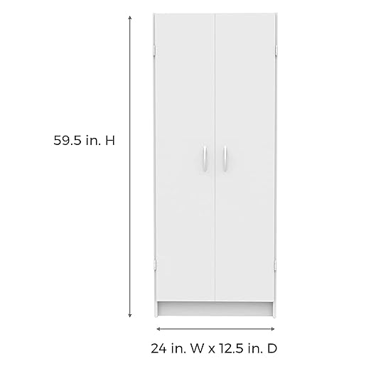 ClosetMaid Pantry Cabinet Cupboard with 2 Doors, Adjustable Shelves, Standing, Storage for Kitchen, Laundry or Utility Room, White