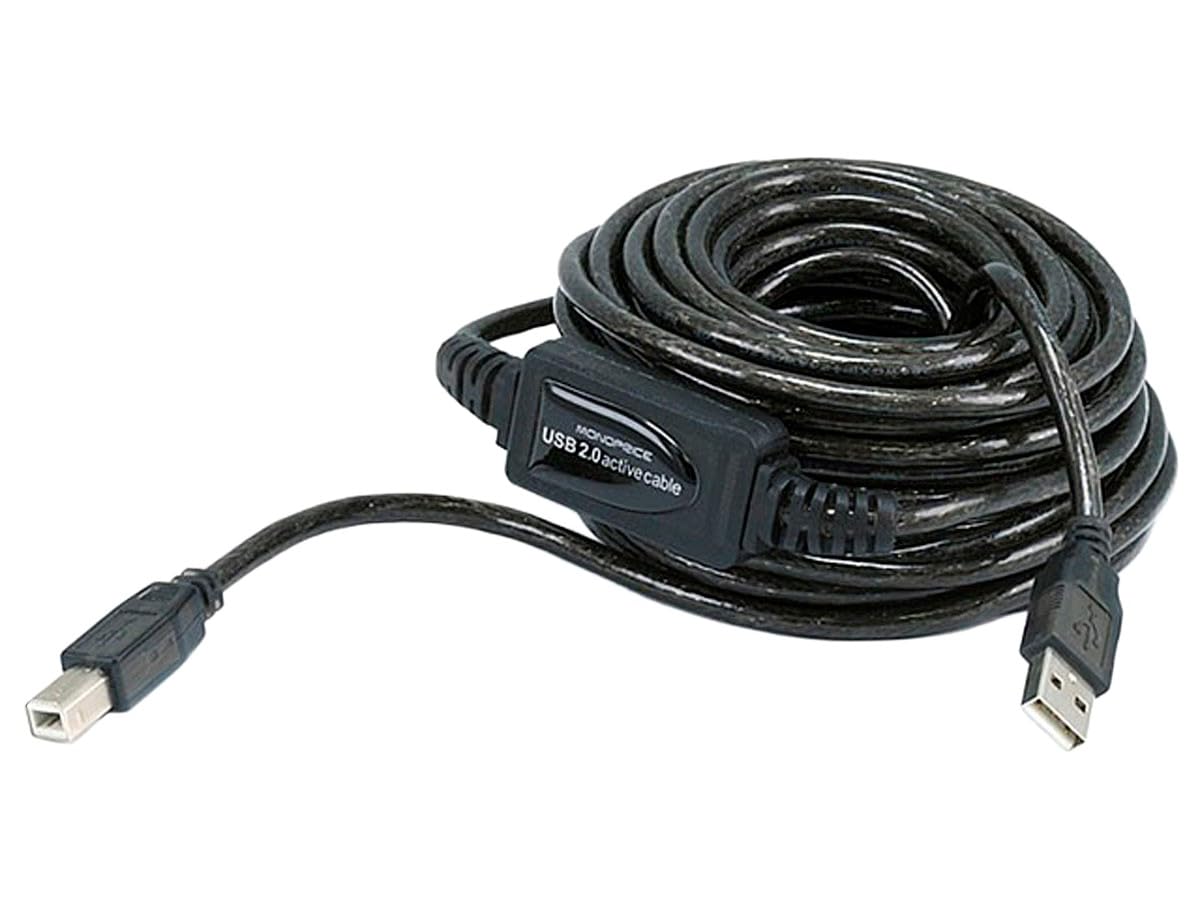 2.0 28/24AWG, 33 Monoprice USB Extension Cable - USB Type-A to USB Type-B, Male to Male, Active, Feet, Black