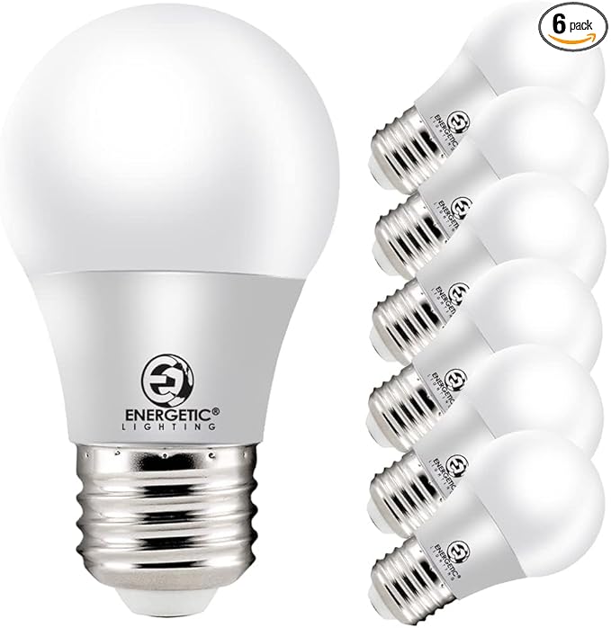 ENERGETIC SMARTER LIGHTING LED Refrigerator Bulb 40 Watt Equivalent, 4000K Cool White, Dimmable A15 Ceiling Fan Light Bulbs, E26 Base, UL Listed, 6 Pack