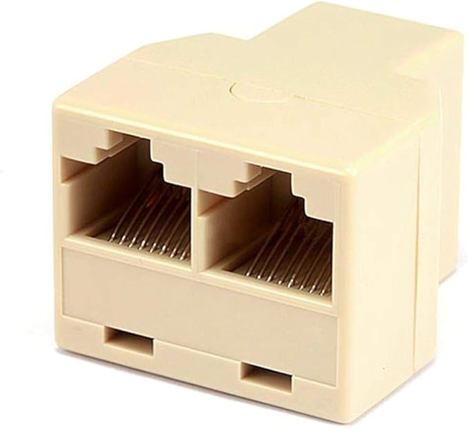 Monoprice RJ45 Modular T-Adapter - RJ45 Splitter, 8P8C, 1x Female to 2x Female, Straight, Beige