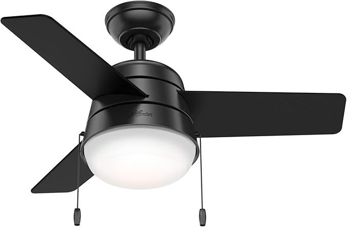 Hunter Fan Company 59302 Hunter 36" Aker Ceiling Fan with Light, Matte Black Finish, Hunter Fan