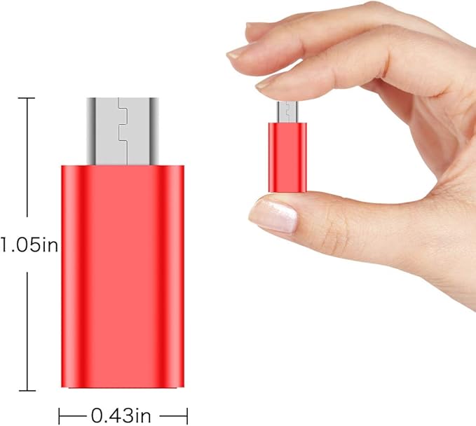 JXMOX USB C to Micro USB Adapter, (4-Pack) Type C Female to Micro USB Male Convert Connector Support Charge Data Sync Compatible with Samsung Galaxy S7/S7 Edge, Nexus 5/6 and Micro USB Devices (Red)