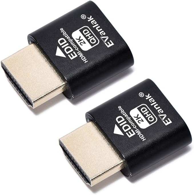 EVanlak HDMI Dummy Plug Headless Ghost Display Emulator Premium Aluminum PC（Fit Headless-1920x1080 New 3RD@60Hz）-2Pack