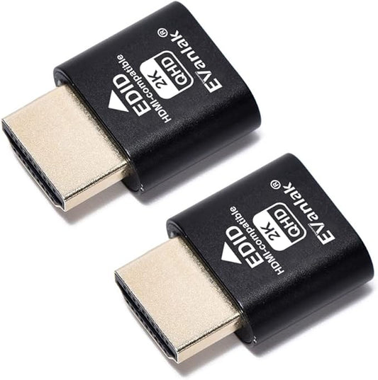 EVanlak HDMI Dummy Plug Headless Ghost Display Emulator Premium Aluminum PC（Fit Headless-1920x1080 New 3RD@60Hz）-2Pack