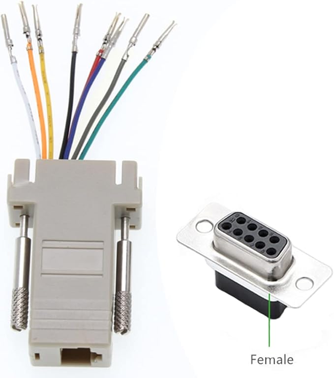 5Pcs DB9 Female to RJ45 Modular Adapter, DB9 to RJ45 Female Ethernet Connector Compatible with RS232 RS422 and RS485 Connection