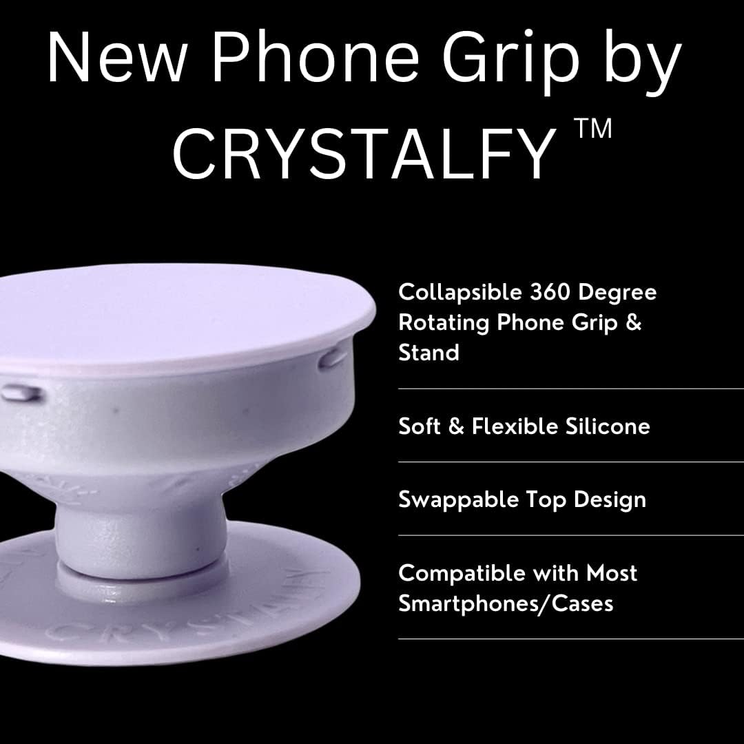 Grips by CRYSTALFY Pink Druzy Quartz Crystal Phone Grip & Stand, Authentic Natural Gemstone Holder