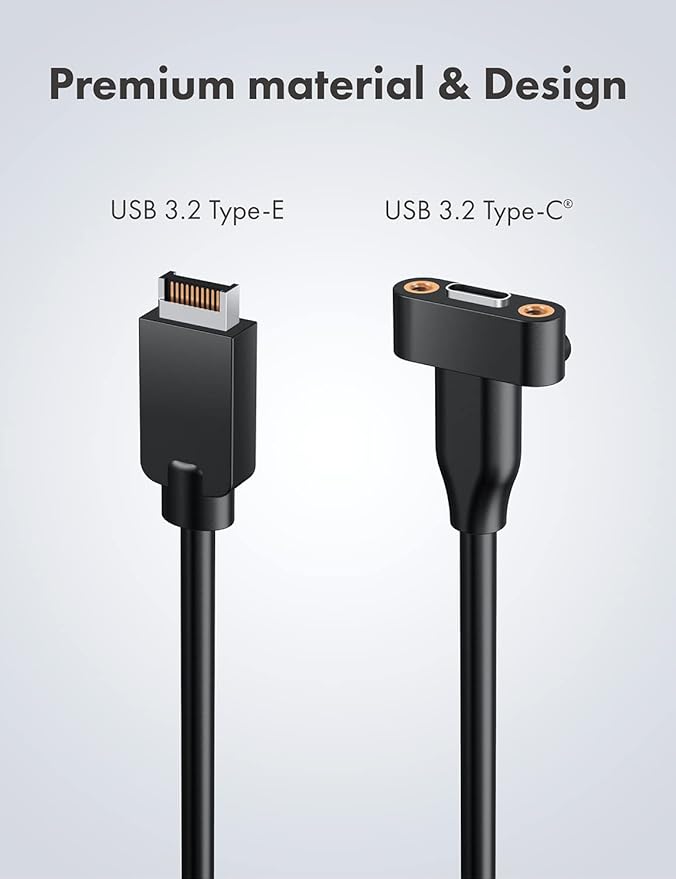 GRAUGEAR 20Gbps USB 3.2 Gen 2x2 USB-C Front Panel Type-C Adapter, Motherboard Header Extension Cable, USB-C to USB3.2 Type-E Key-A 20-Pin Connector with PCIe Bracket, 23.6 in [G-AD-ETC-10G]