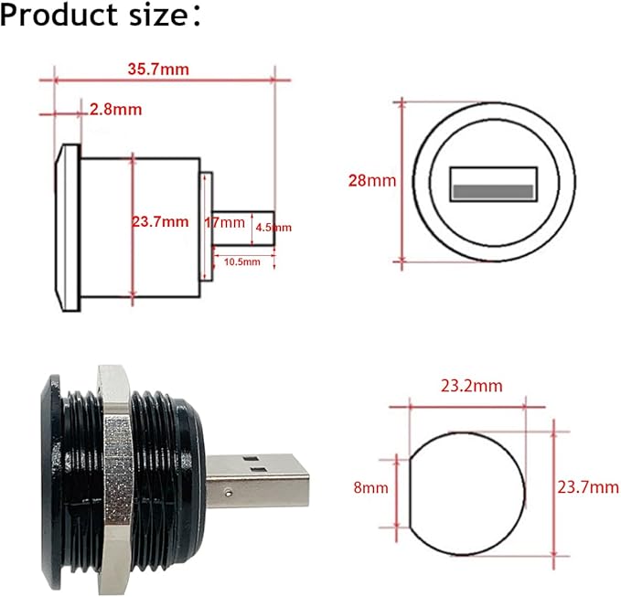 PENGLIN 5PCS USB3.0 Adapter, USB-A Male to Female Converter Extender Connector, USB Panel Mount Connector Compatible with Laptop Computer Hard Drive Printer Camera