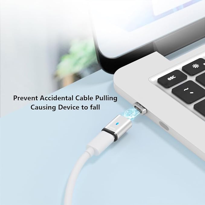 USB C Magnetic Adapter 3 Pack, 120W Straight USB2.0 Type C Connector 5Pin with 480Mbps Data Transfer, Compatible for MacBook Pro/Air iPad Pro and More USB C Devices, Silver