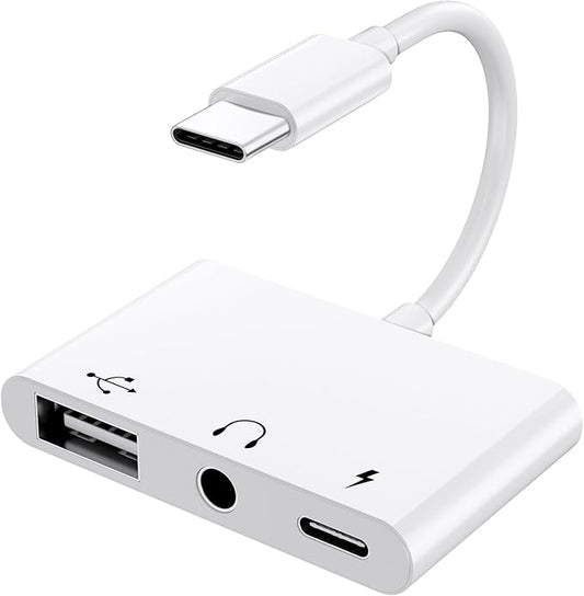 USB C to 3.5mm Jack Headphone Adapter with Charger Port,OTG Cable Adapter, Type C to Aux Audio Earphones Splitter for iPhone Samsung Galaxy S22 Ultra S21 S20 i-Pad Pro Air Pixel 4 Laptops