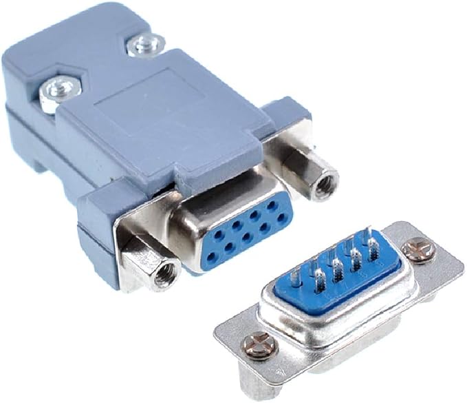 Oiyagai 10-Pack DB9 Female Connector with Hood, 9 Pin D-Sub Solder Type Adapter, RS232 Serial Port DB9 Female Plug with Plastic Shell for DIY Cable Assembly