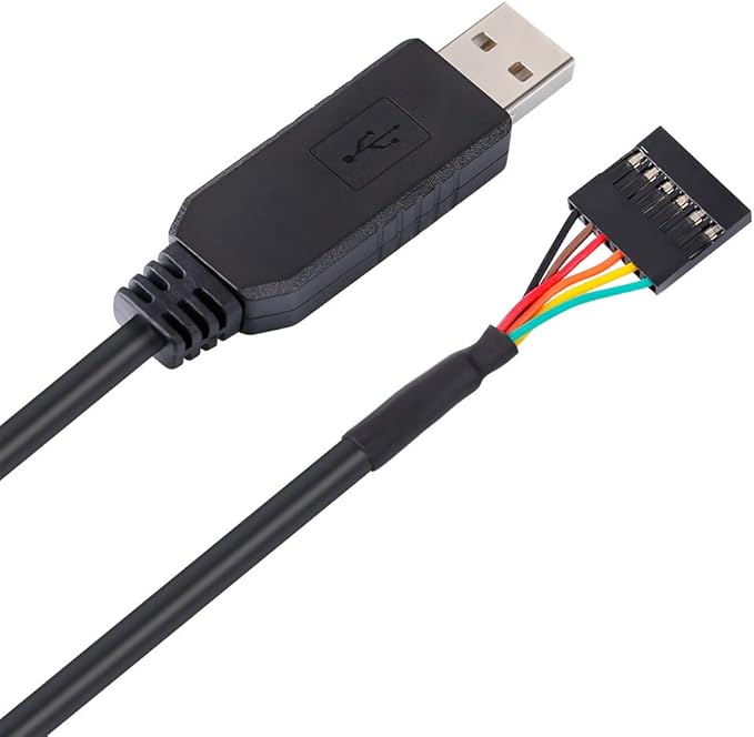 DTECH USB to TTL Serial 5V Adapter Cable with FTDI FT232RL Chip 6 Pin 0.1 inch Pitch Female Socket Header UART IC Windows 11 10 8 7 Linux MAC OS (6ft, Black)