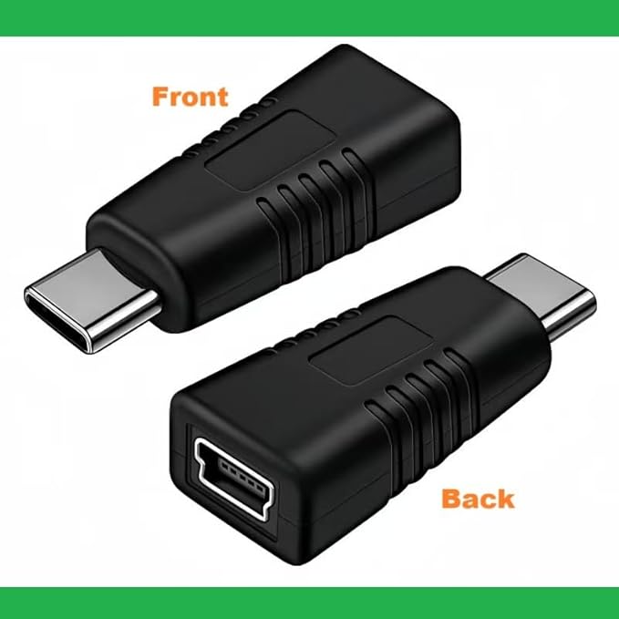 USB Type C to Mini USB Adapter Type C Male to Mini USB Female Adapter Suitable for in Car Dashcam, Camera Laptop Digital MP3/4/5 Player GPS (1 Pack)