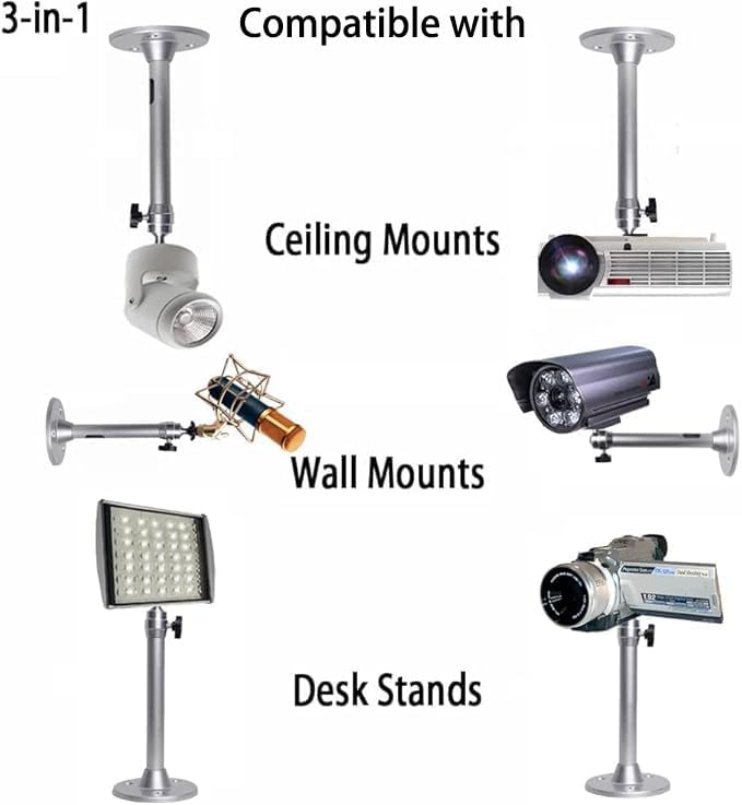 2-Be-Best Universal Mini Projector Mount Ceiling Mount with 360 Rotation and 180 Tilt for Home Theater, Office, Camera, LED Light