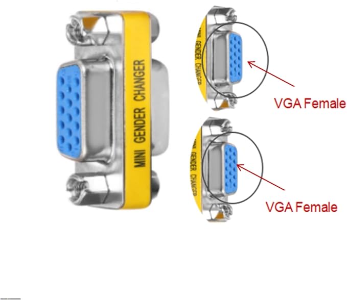 VGA Female to Female Adapter (2 Pack), VGA Coupler Extender for Monitor Cable Extension, HD15 Gender Changer Connector for Computer, Projector, Laptop, KVM Switch, 1080P Supported